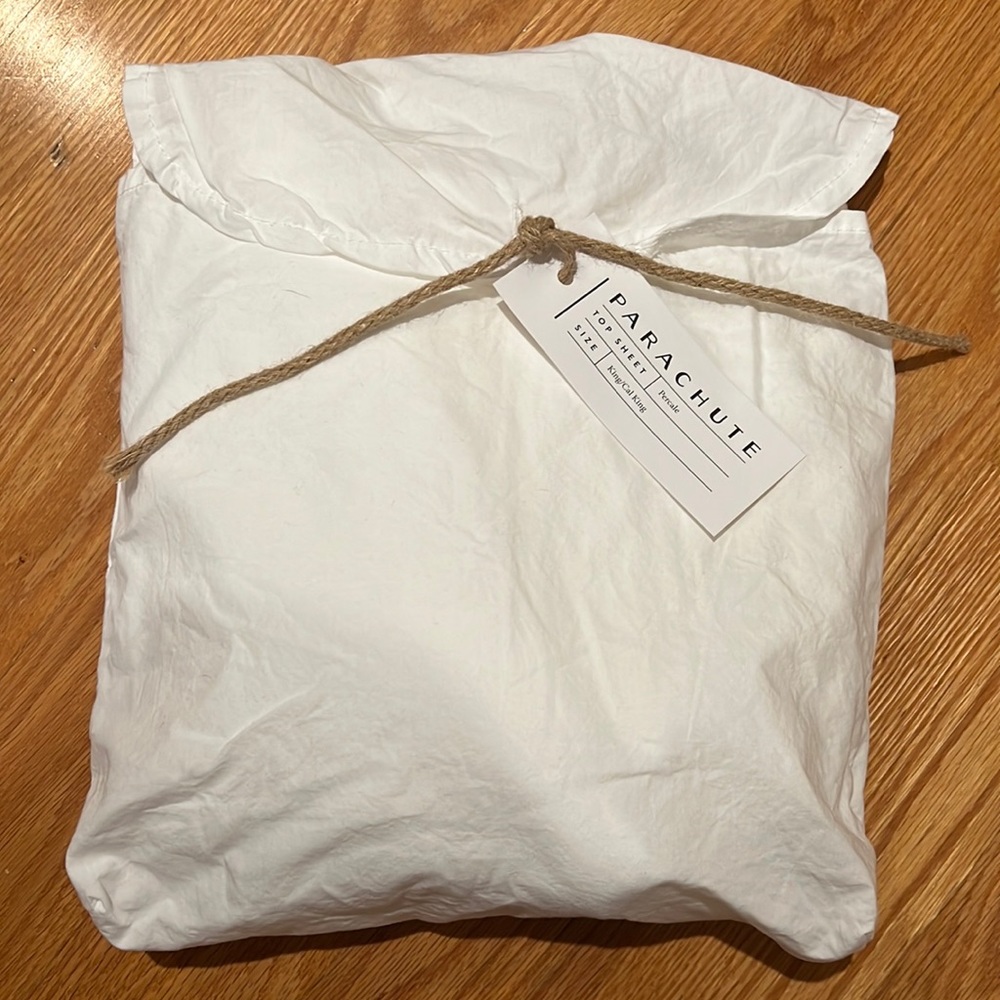Parachute brand Percale top sheet, white, King/Cal King size